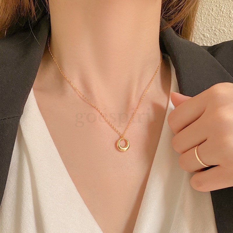 [ANTI KARAT] OPRAH necklace / kalung titanium • Kalung ring • kalung liontin bulat • kalung titanium