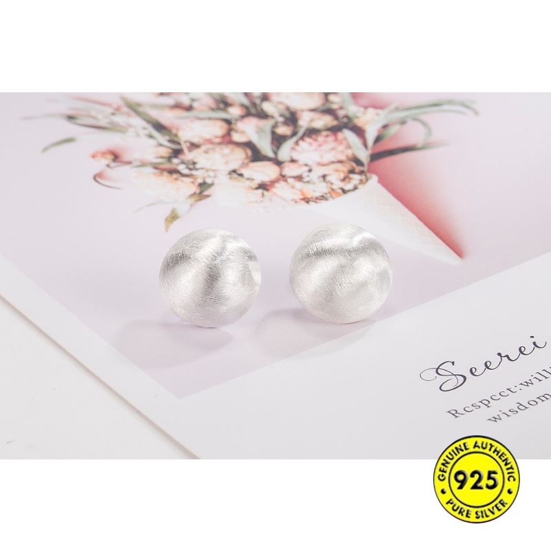 Anting Tusuk Wanita Bola Brushed Frosted U1433