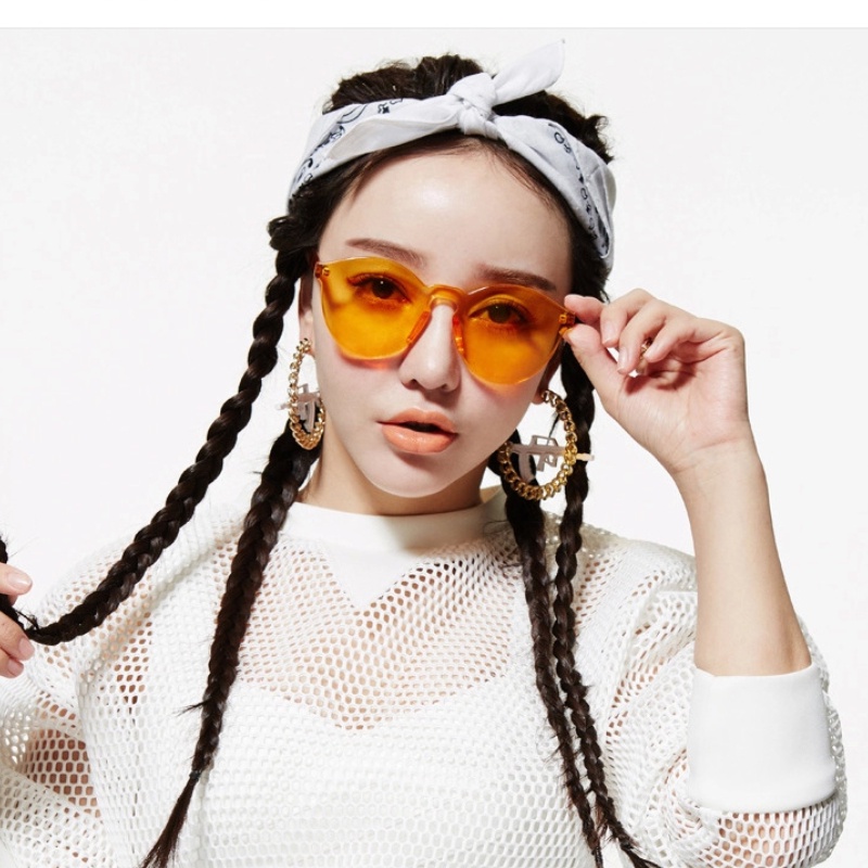 (YUZHU) Mode Baru One Piece Frameless Sunglasses Perlindungan UV Candy Color Sunglasses