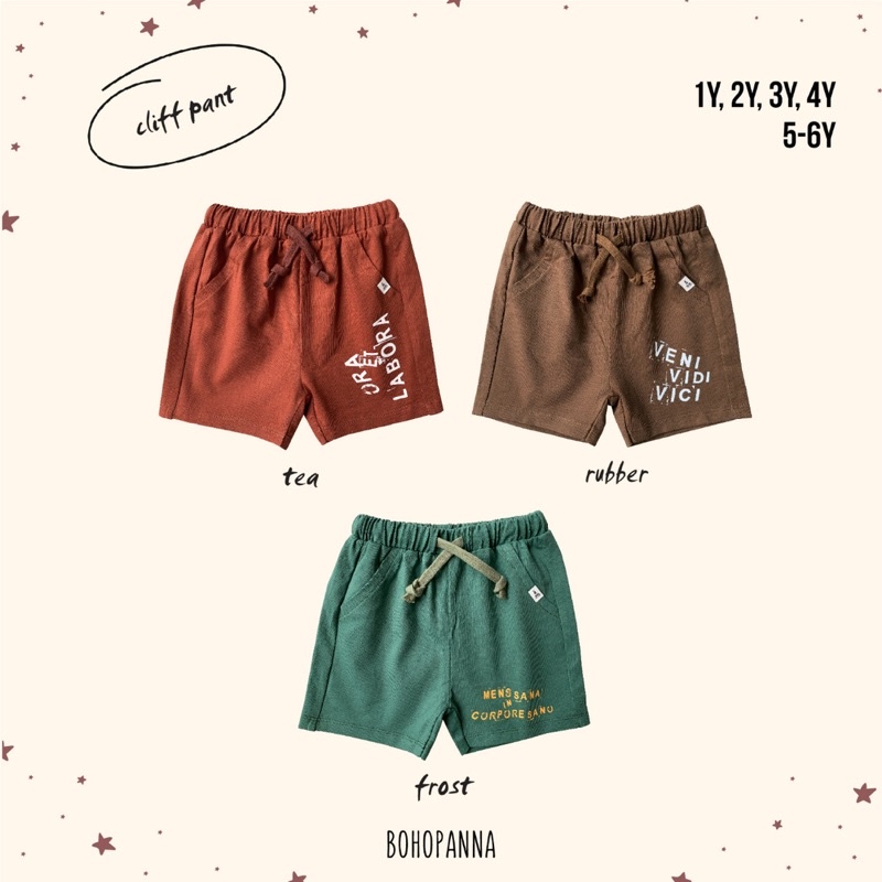 BOHOPANNA CLIFF PANTS -CELANA PENDEK ANAK - ATASAN ANAK 1-6 TAHUN