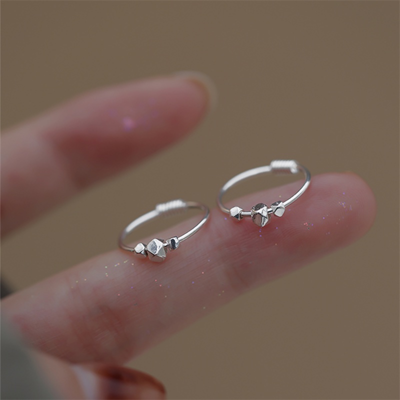 Papaozhu Elegan s925 Perak Kubus Kecil Hoop Anting Untuk Wanita Perempuan Korea Geometris Bulat Anting-Anting Hypoallergenic Telinga Perhiasan