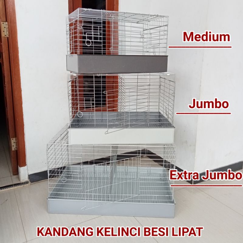 KANDANG KELINCI KUCING BESI LIPAT MEDIUM MURAH SIZE 55x31x33 Hitam Galvanis