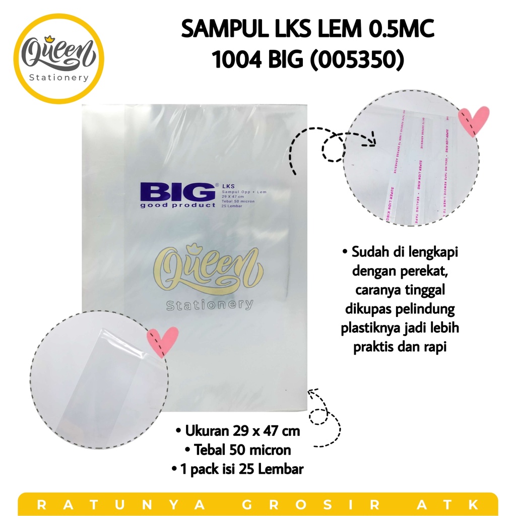

1 PACK SAMPUL LKS LEM 0.5MC 1004 BIG COVER BUKU PLASTIK BENING (005350)
