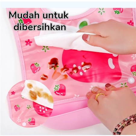 Slebber Bayi Silikon Plastik Celemek Makan Untuk Bayi Plastik Motif Lucu