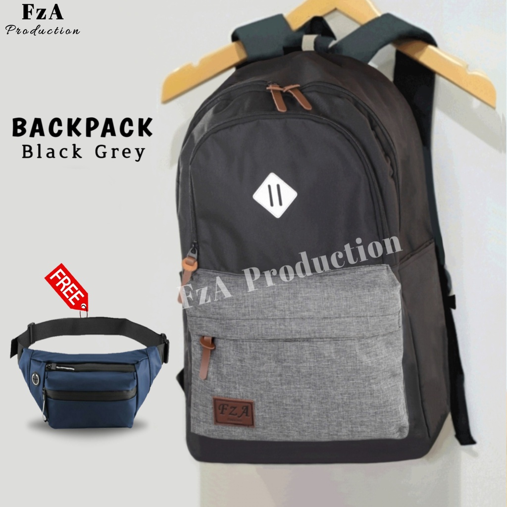 Tas Ransel  Punggung Distro Casual Pria Wanita / Tas Ransel Laptop Original FzA FREE Tas Waistbag Trendy BLG