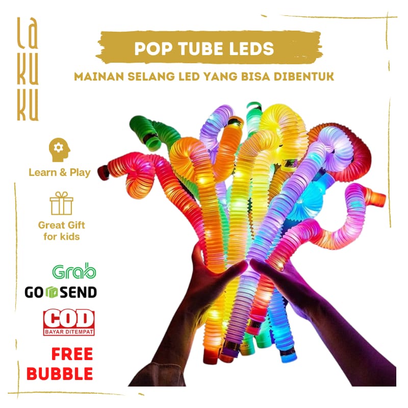 Lakuku - Pop Tube Led Selang Pipa Lampu Mainan Bentuk Kreasi Anak 1 pc