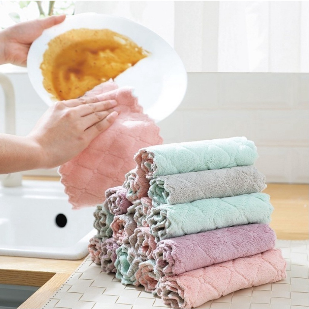Kain Lap Microfiber Cuci Piring Anti Minyak Dapur Tangan Serbaguna