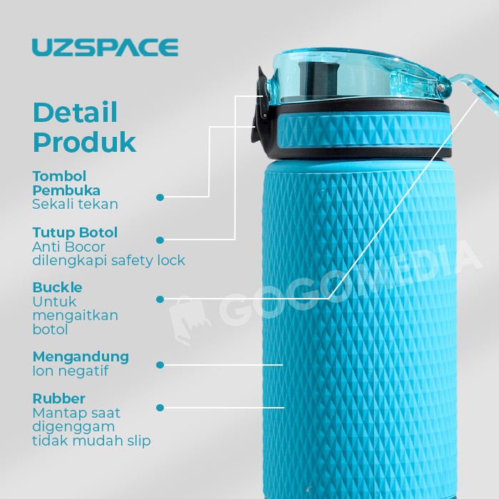 UZSPACE 5057 Botol Air Minum Ion Energy 700ml Tritan Eastman BPA Free 100% ORIGINAL US Asli Aman Anti Tumpah Bersertifikat FDA Tumbler Shaker Olahraga Sepeda Gym Sport