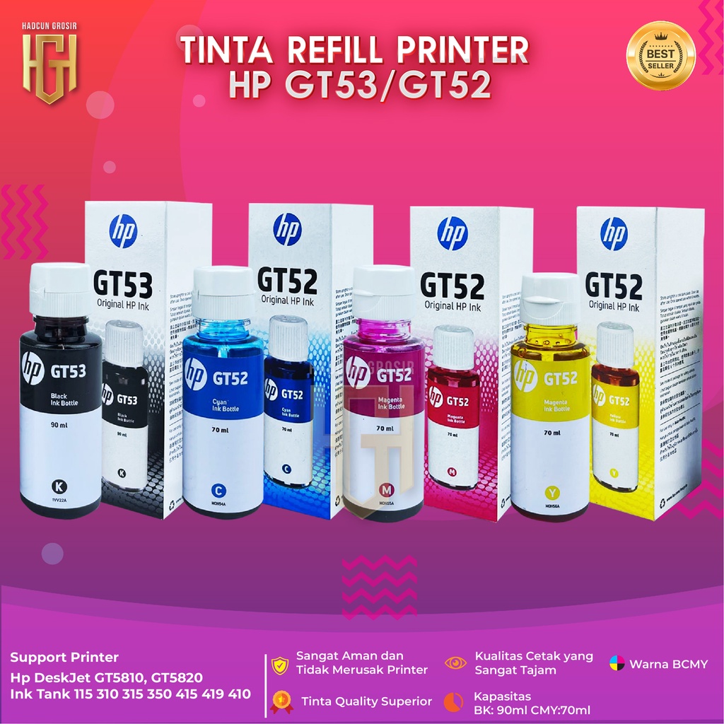 1 SET 4 PCS Tinta HP GT53 GT52 Tinta Printer GT5810 GT5820 Dus Baru