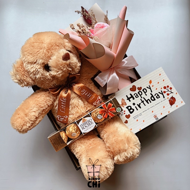 

Kikoochi Suzane - Hadiah Kado Ulang Tahun Wanita Anniversary Boneka Beruang Buket Bunga Cokelat Hijab Pashmina Pacar Anniversary Istri Sahabat Hampers