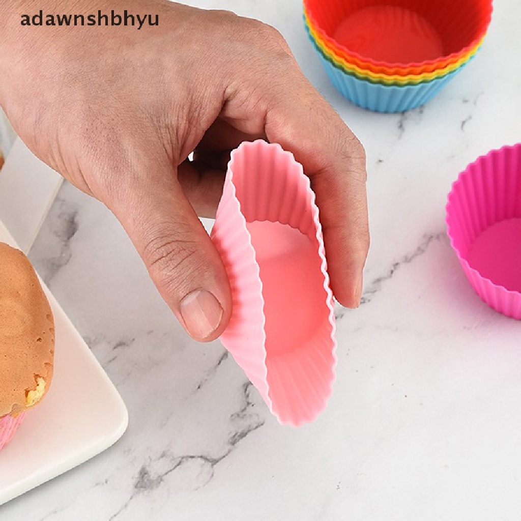 Adawnshbhyu 7 Pcs/lot Silikon Cup Kue Berbentuk Bulat Muffin Cupcake Cetakan Kue Perlengkapan Masak Dapur Rumah Dekorasi Kue Tools ID