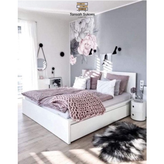DIPAN TEMPAT TIDUR MINIMALIS KAYU JATI DUCO PUTIH 160 X 200 CM BEST SELLER