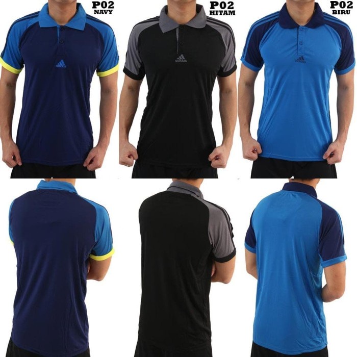 POLO SHIRT OLAHRAGA KERAH IMPORT GRADE ORI ADIDAS P02 HITAM GRATIS ONGKIR