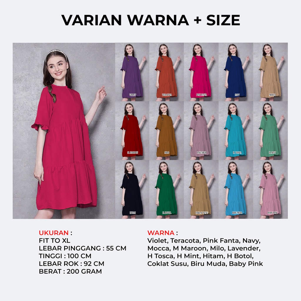 Dress Remaja Kekinian Dress Ruffle Thea ZD16