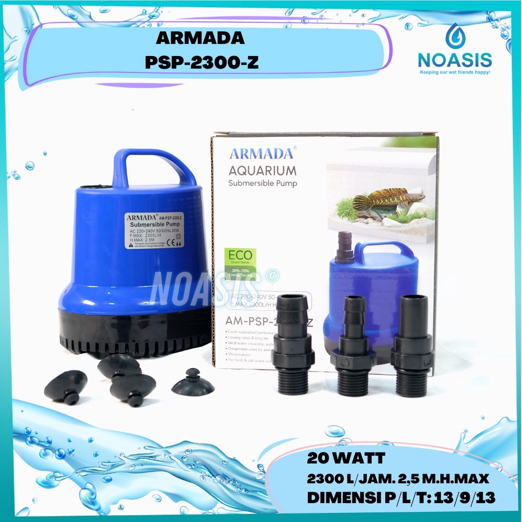 ARMADA Pompa Air Celup Aquarium 20 W Am Psp 2300 Z Am-Psp-2300z Kolam Ikan Koi