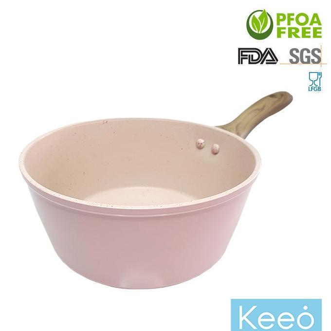 Keeo 16 cm Panci Anti Lengket Marble Granit (Sauce Pan) Pink