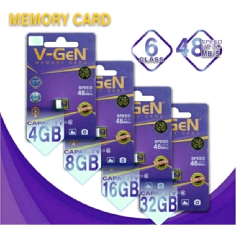 4GB 8GB 16GB 32GB / 4 GB / 8 GB / 16 GB / 32 GB / Mmc Vgen V-Gen Micro SD 100% Original Kelas 6 4GB 8GB 16GB 32GB