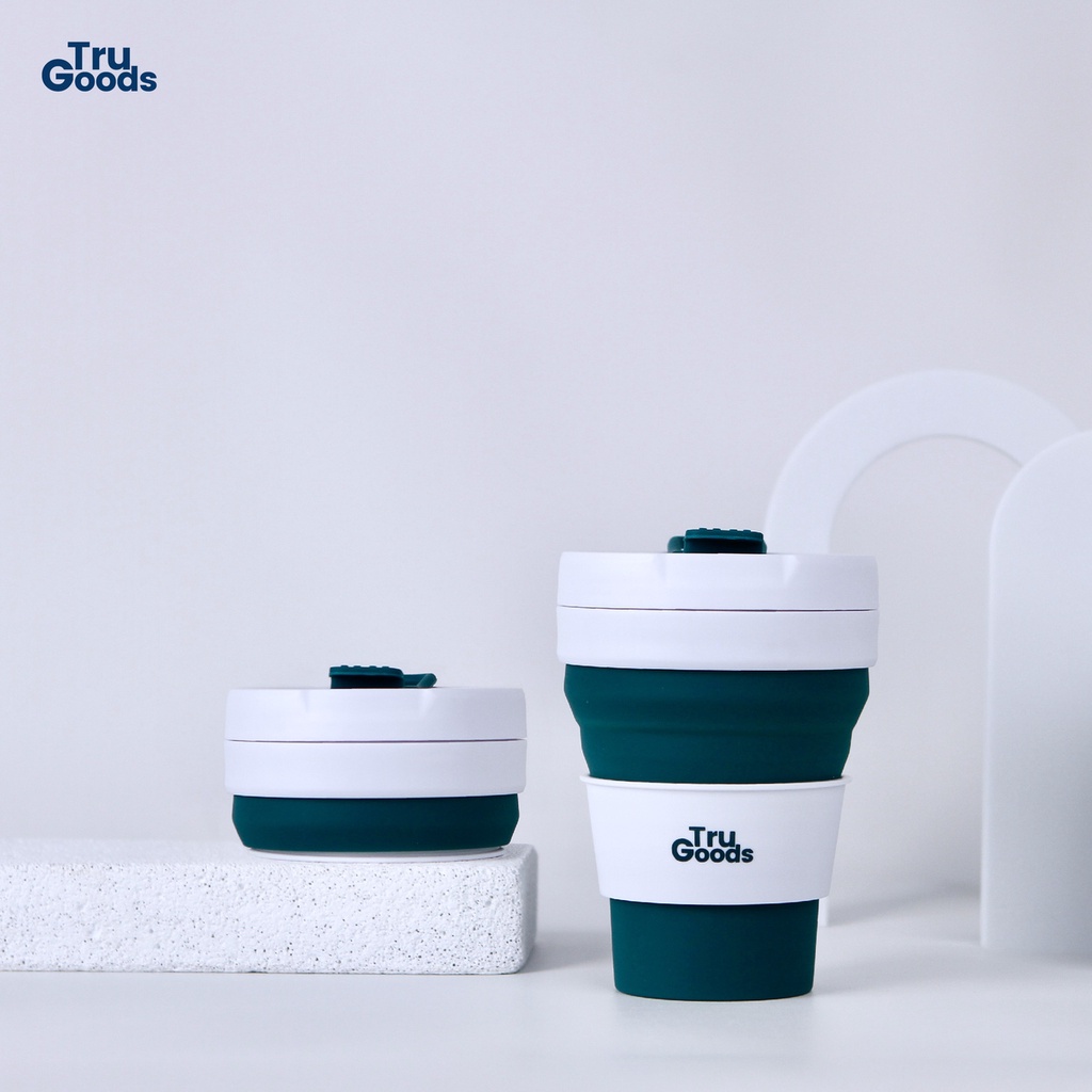 Foldable Cup Premium Tru Goods / Gelas Kopi Lipat 475 ML Green