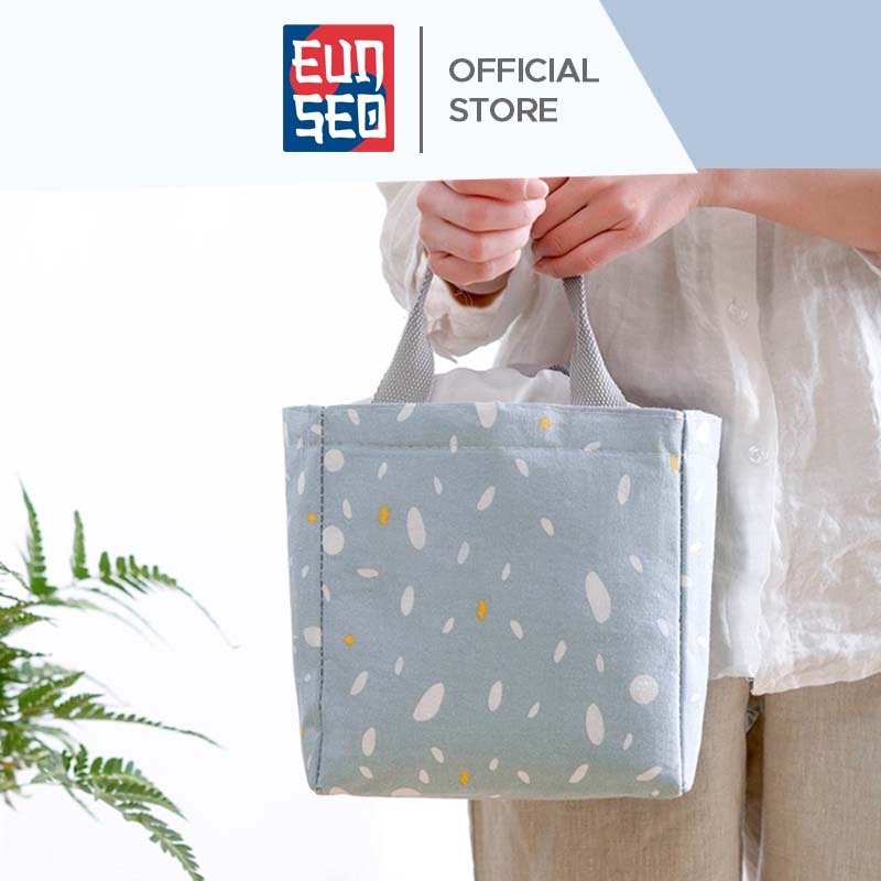 EUNSEO Tas Bekal Warna Pastel Motif Pattern Lunch Cooler Bag Tas Makanan Aluminium Import