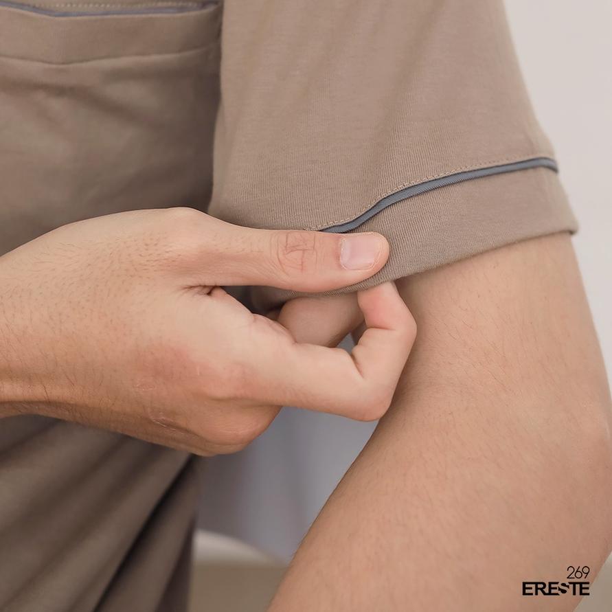 COD✔️Ereste269 Baju Koko Pria Dewasa Kurta Lengan Pendek Koko Rasyid Katun Warna Milo|KD7