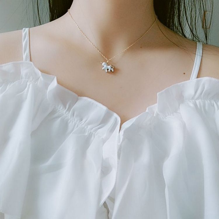 Kalung Unicorn Ladies Pendant Aksesoris Fashion Untuk Pelajar Dan Anak Hadiah Hari Valentine