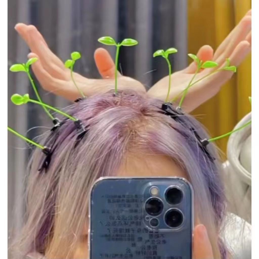 Fashion Simulasi Tanaman Berbentuk Rumput Klip Rambut, Bunga Kupu-Kupu 3D Klip Rambut Tiga Dimensi, Bunga Klip Musim Semi 1 Pcs