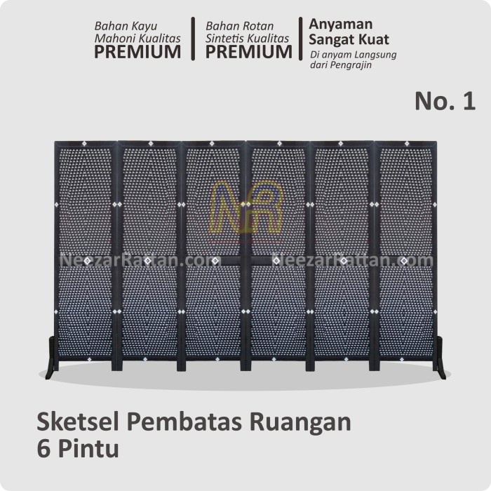 SKETSEL PARTISI PEMBATAS PENYEKAT RUANGAN 6 PINTU TANPA RODA