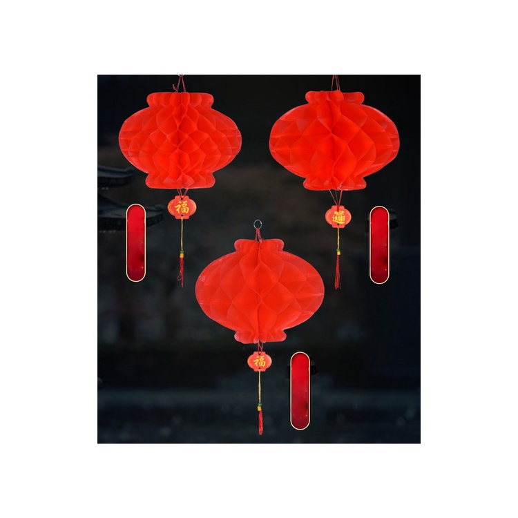 Lampion Bulat Imlek HONEYCOMB Lantern Chinese New Year Oriental Dekorasi Lantern Lamp 20cm 30cm 40cm Cantik Elegan