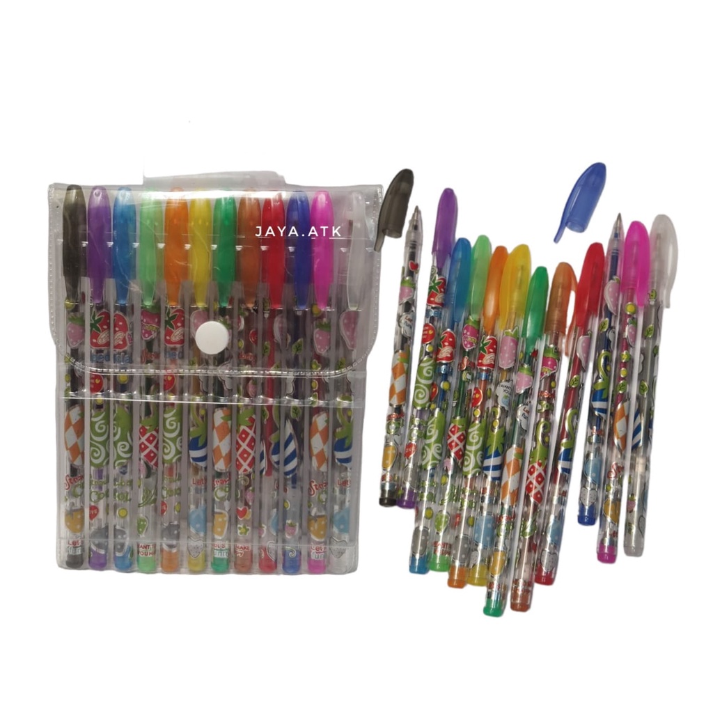 PULPEN GEL GLITTER SET 12 WARNA Ballpoint Gel Gliter 12 Warna CQ901-2