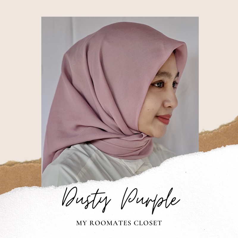 Kerudung Hijab Segi Empat Pollycotton Dusty Purple Premium