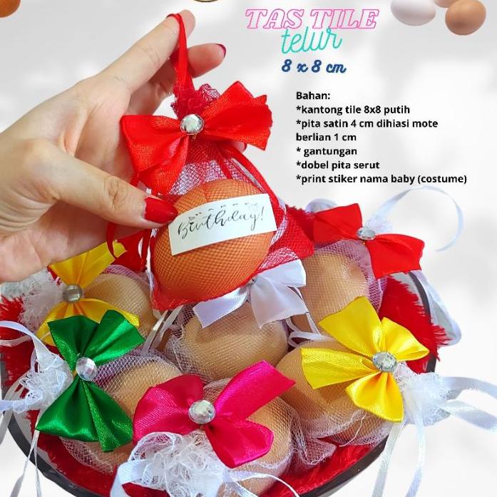 

8.8 HARGA GROSIR kantong tile souvenir 8x8 cm isi 10 biji/ telur aqiqah/ READY stok/ siap kirim