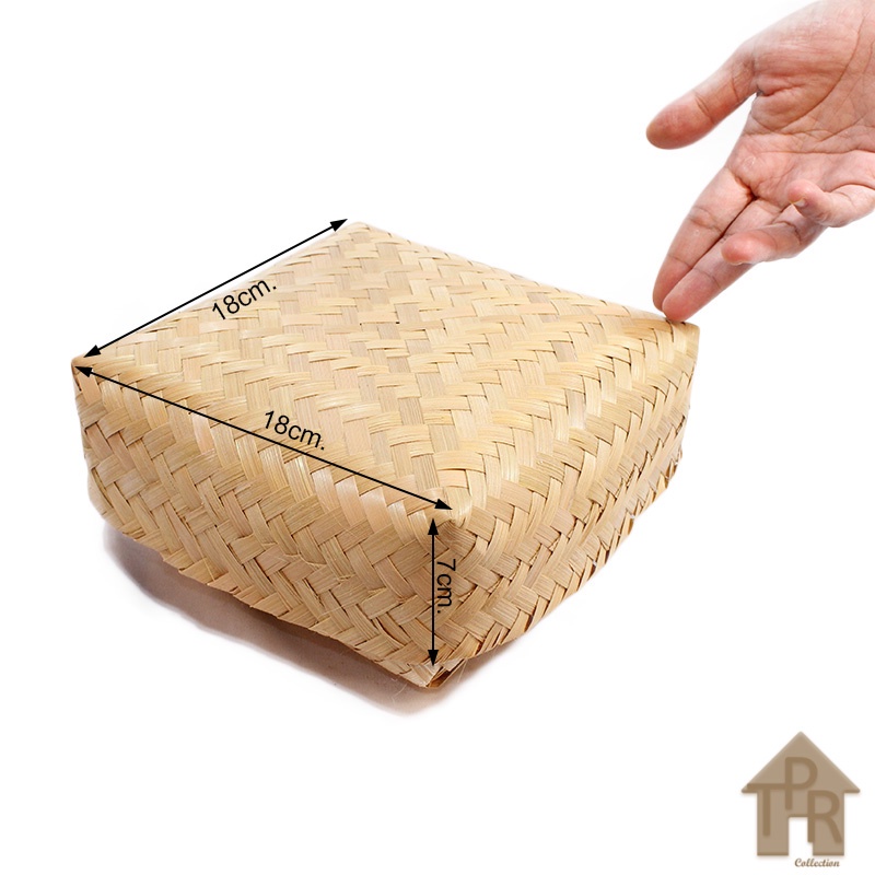 Besek bambu kotak anyaman halus size 18x18x7cm. sepasang