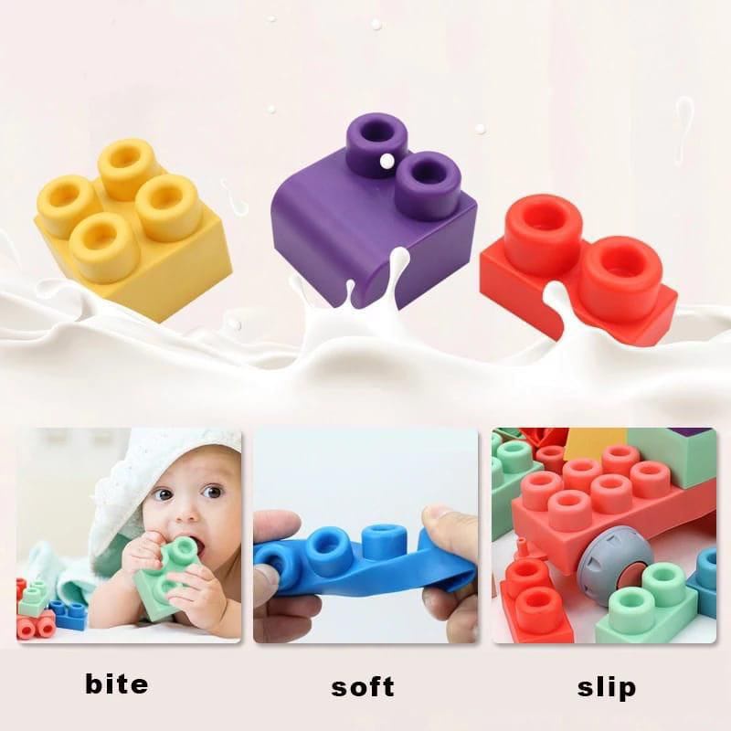 Soft Rubber Building Block Silicon BPA Free Block Mainan Anak Balok Mainan Anak Mainan Karet Mainan Montessori Anak