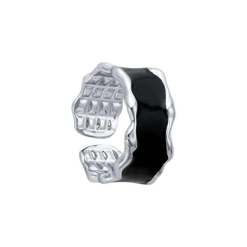 Fashion Wanita Perhiasan Alloy Hitam Tidak Teratur Pembukaan Cincin