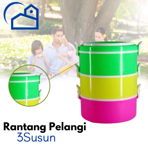 Rantang 3 tingkat Rantang PELANGI Plastik Berkualitas 3 susun P313