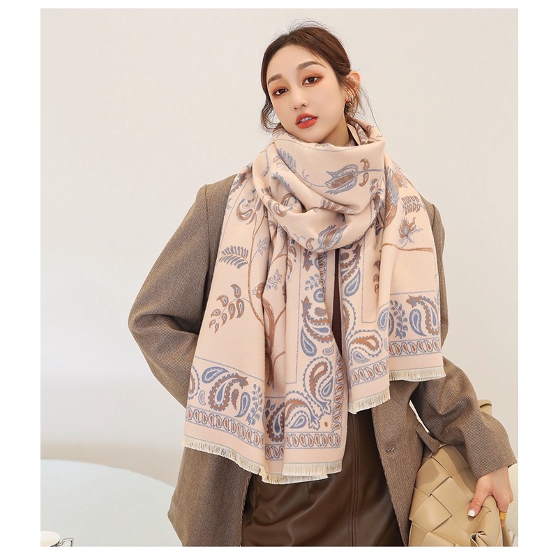 Aster Syal Scarf Shawl Elegan Motif Import Cashmere