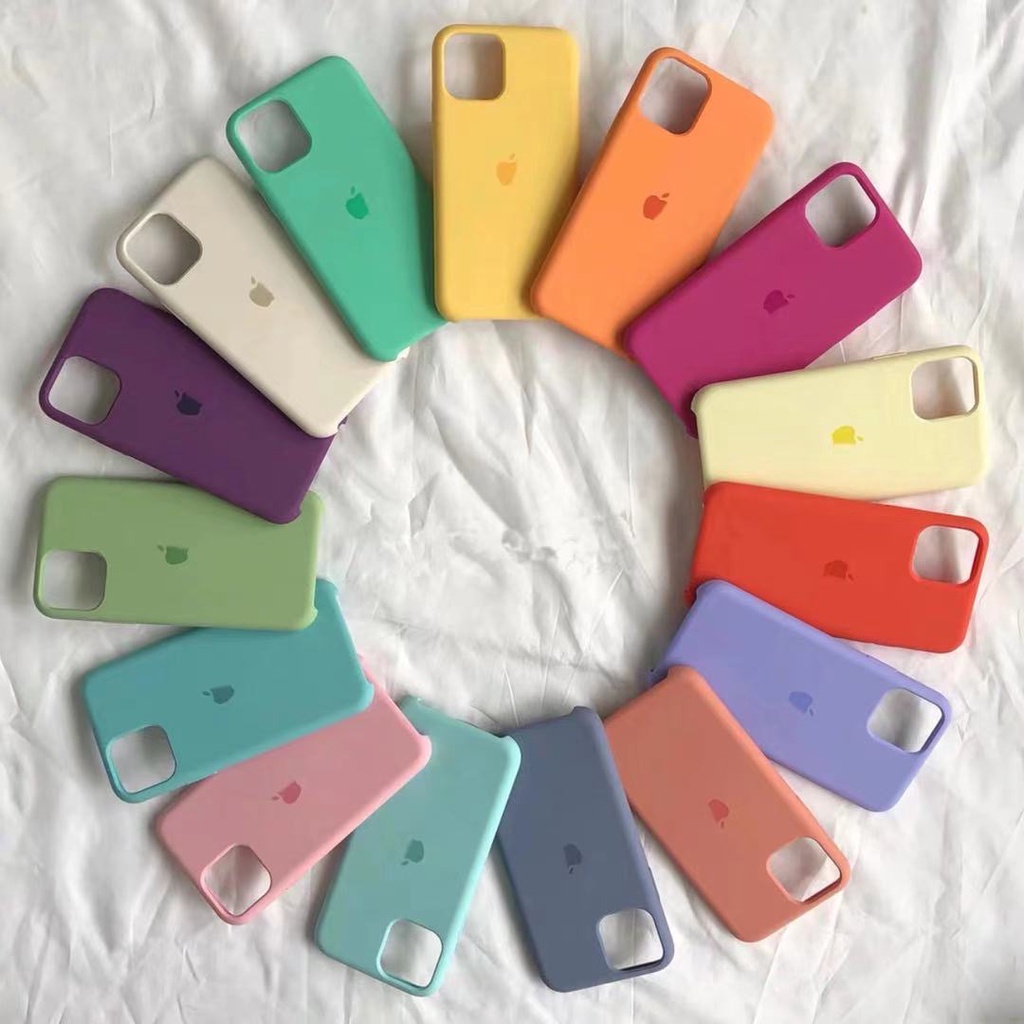 iPhone 11 12 Case Silicone Premium Full Cover Silikon Tebal Lembut Colorful