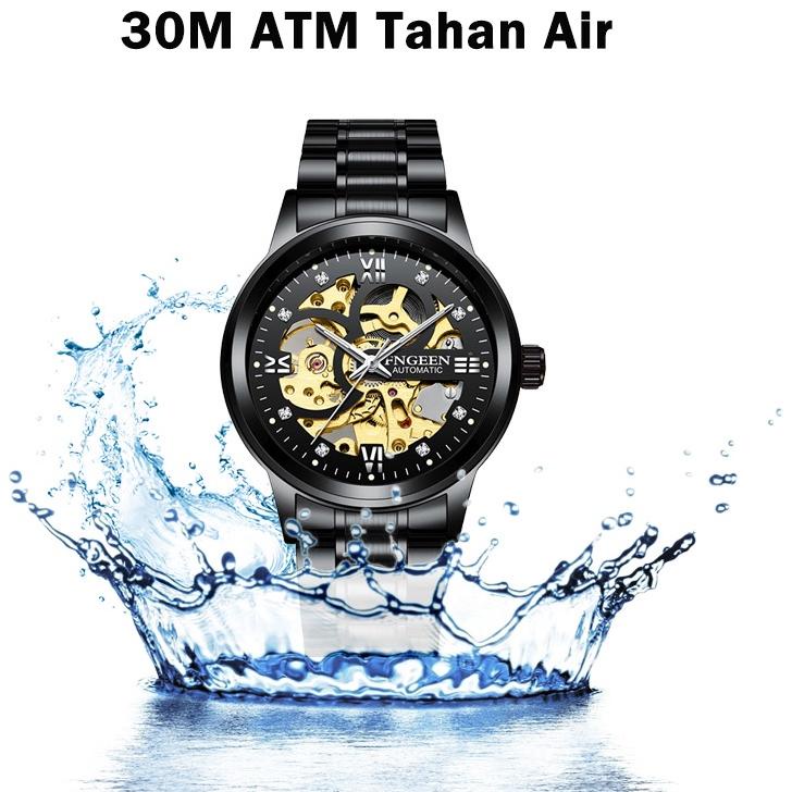 ✺✺ FNGEEN 6018 Mekanik Otomatis Jam Tangan Pria Luxury Stainless Steel Original Anti Air Automatic Watch + Kotak Gratis