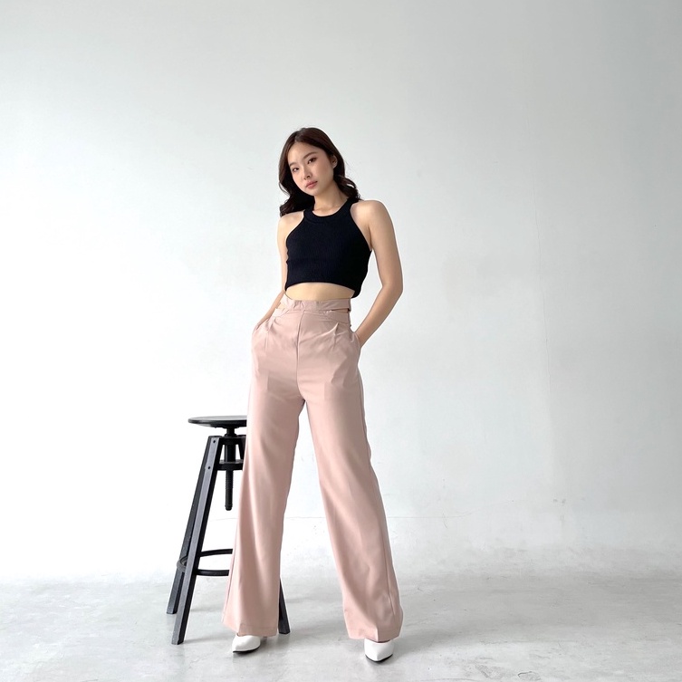 Beryl Cut Out Pants / Celana Cut Out Wanita / Hight Waist Korean Pants