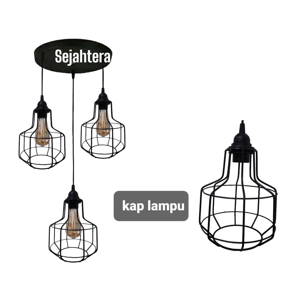 Lampu hias gantung minimalis cabang 3 bulat