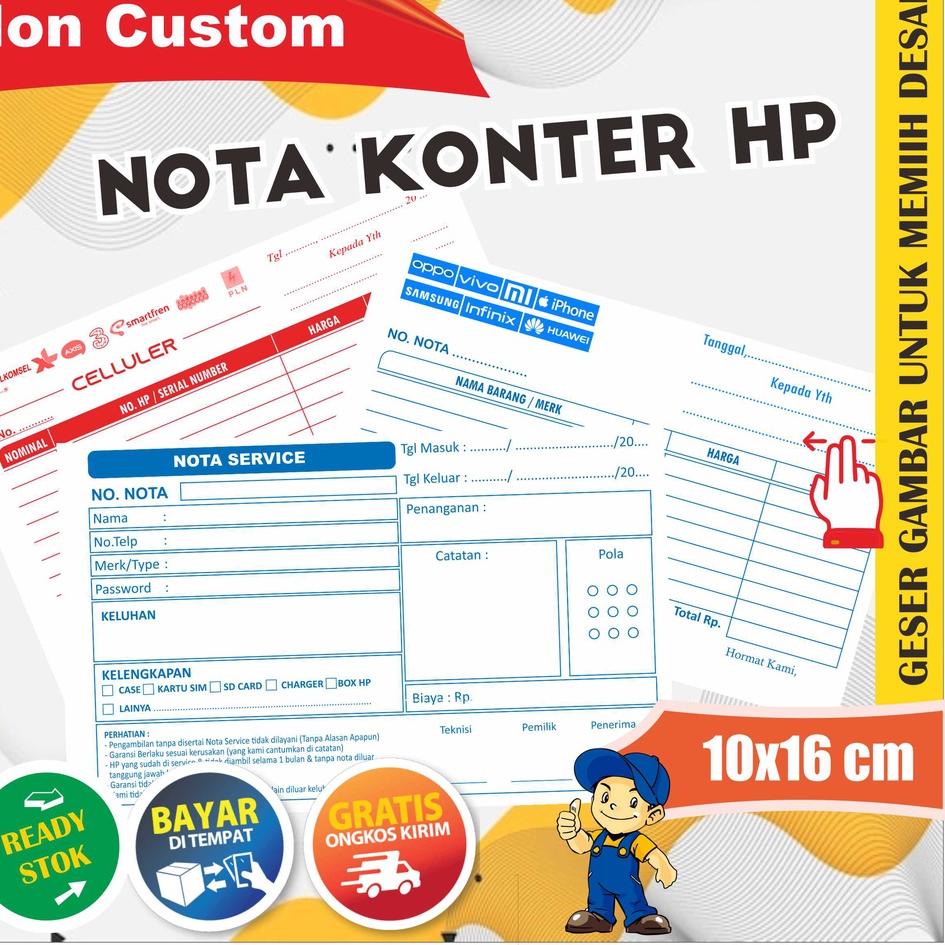 

[P-1]8 ㊛] Nota Konter Hp - Servis, Pulsa dan Penjualan 2 ply Rangkap-super keren