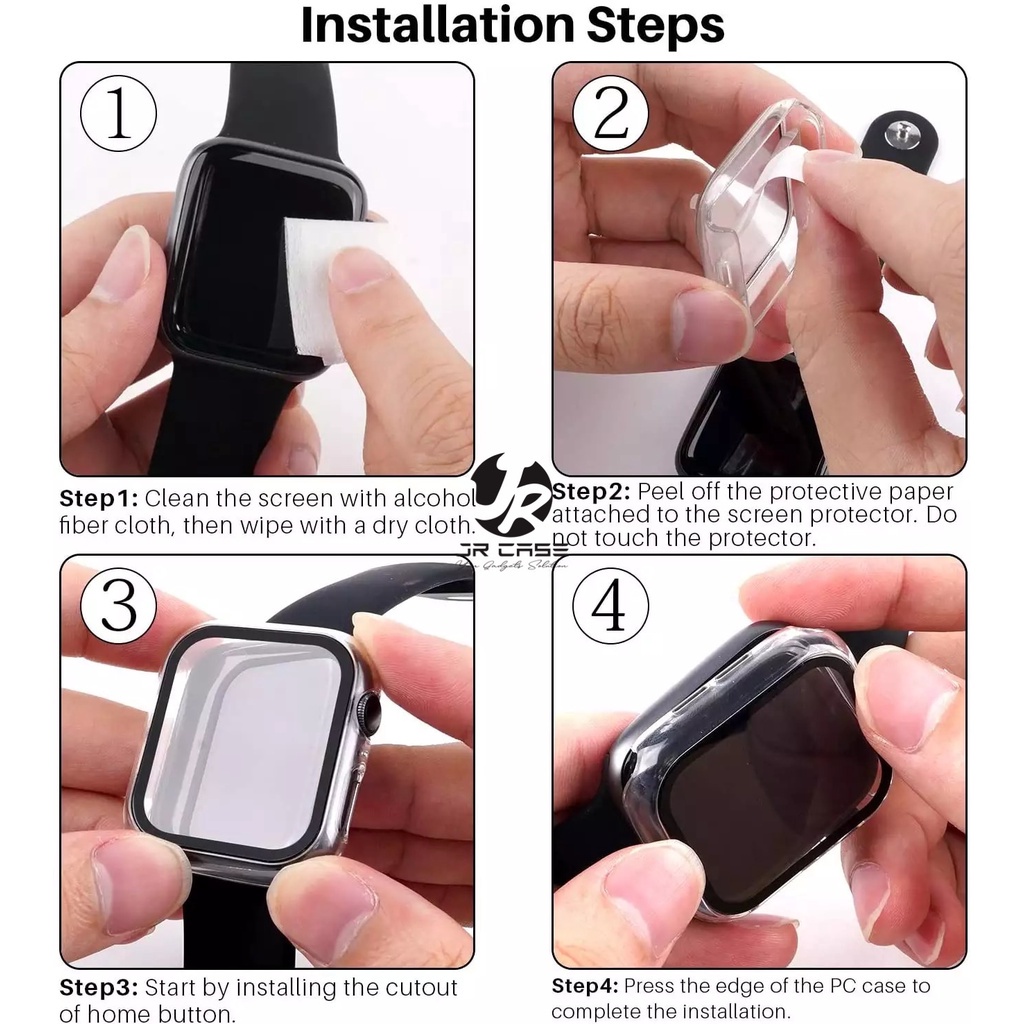 Tali Strap Apple Watch 2 in 1 Ukuran 38mm 40mm 41mm 42mm 44mm 45mm Series 1 2 3 4 5 6 7 8 SE Beserta Tempered Glass Case Strap Sport Band iwatch Full Color Silicone Rubber