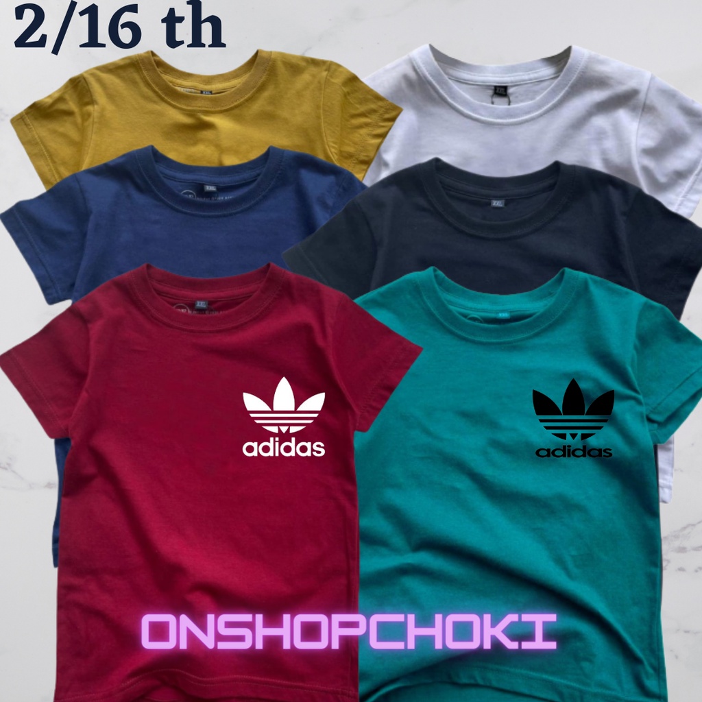 KAOS OBLONG anak-anak cowok/cewek LOGO &lt;Ad1dass&gt; UNISEK UMUR 2/16 Kaos oblong pakaian anak-anak