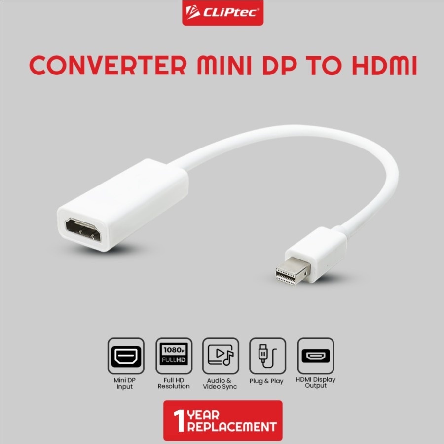 Converter Kabel CLIPtec CL-CC MDH Mini DP To HDMI - DP Mini to HDMI