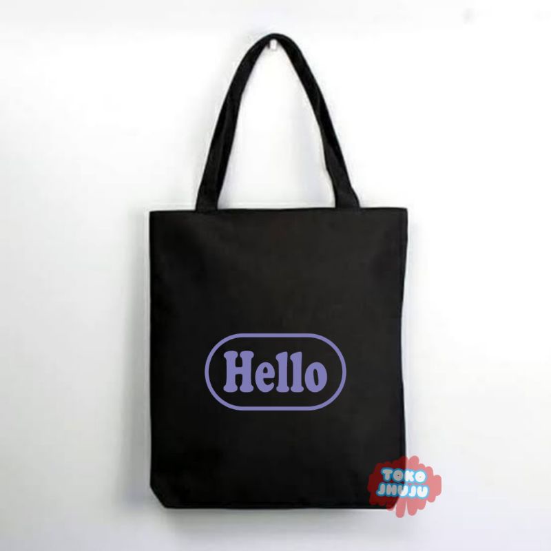 Tas Totebag Trejo Doyoung HELLO sablon ungu