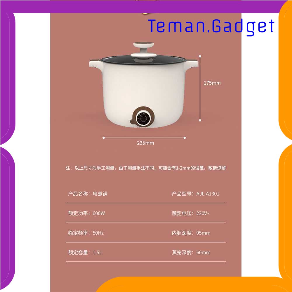 TG - DPR Trifate Panci Listrik Mini Electric Cooker Skillet 600W 1.5L - AJL-A1301