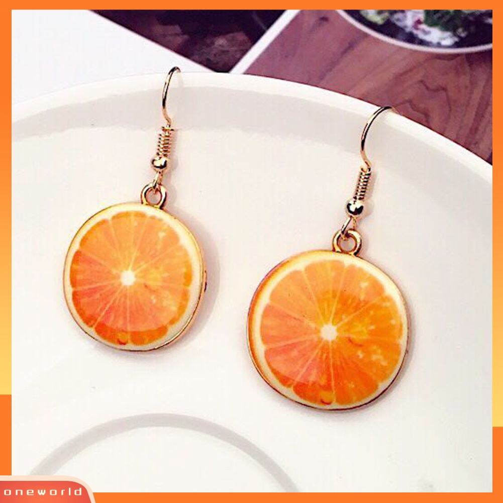 [WONE] Semangka Strawberry Orange Lucu Buah Liontin Wanita Kait Anting Perhiasan