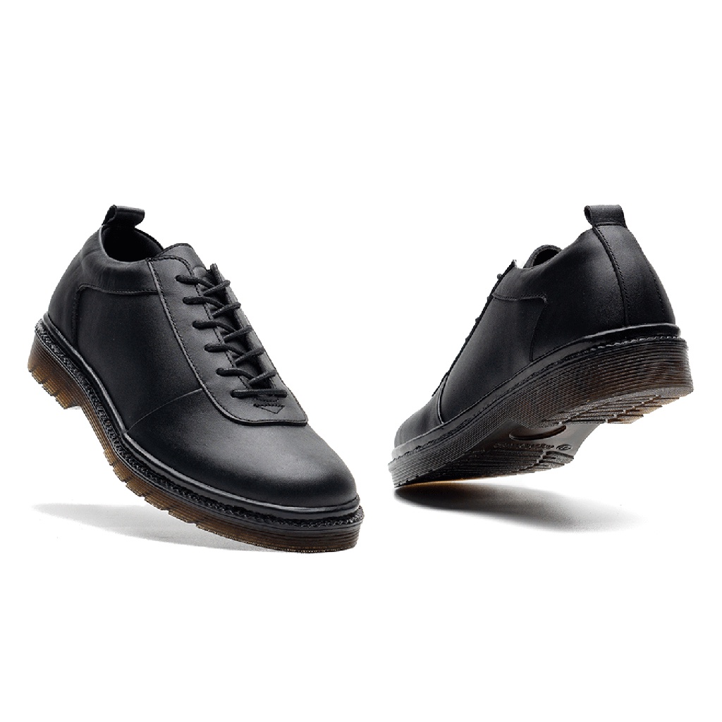 LOW SVEND BLACK ORIGINAL x GREATA Sepatu Kulit Sapi Asli Hitam Pria Formal Casual Pantofel Tali Kerja Kantor Dinas Resmi Guru Kantoran Pesta Undangan Wedding Kondangan Nikah Wisuda Kuliah Modern Derby Oxford Genuine Leather Footwear Keren Terbaru Kekinian