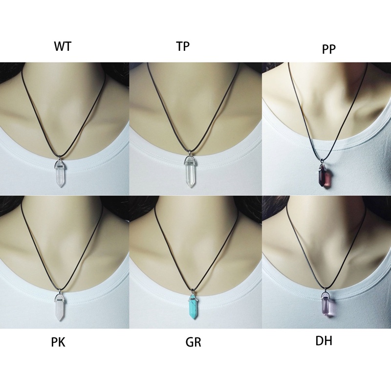 Fashion Batu Opal Hexagonal Kolom Kuarsa Kalung Alami Pink Kristal Liontin Kalung Pernyataan Bohemian Perhiasan