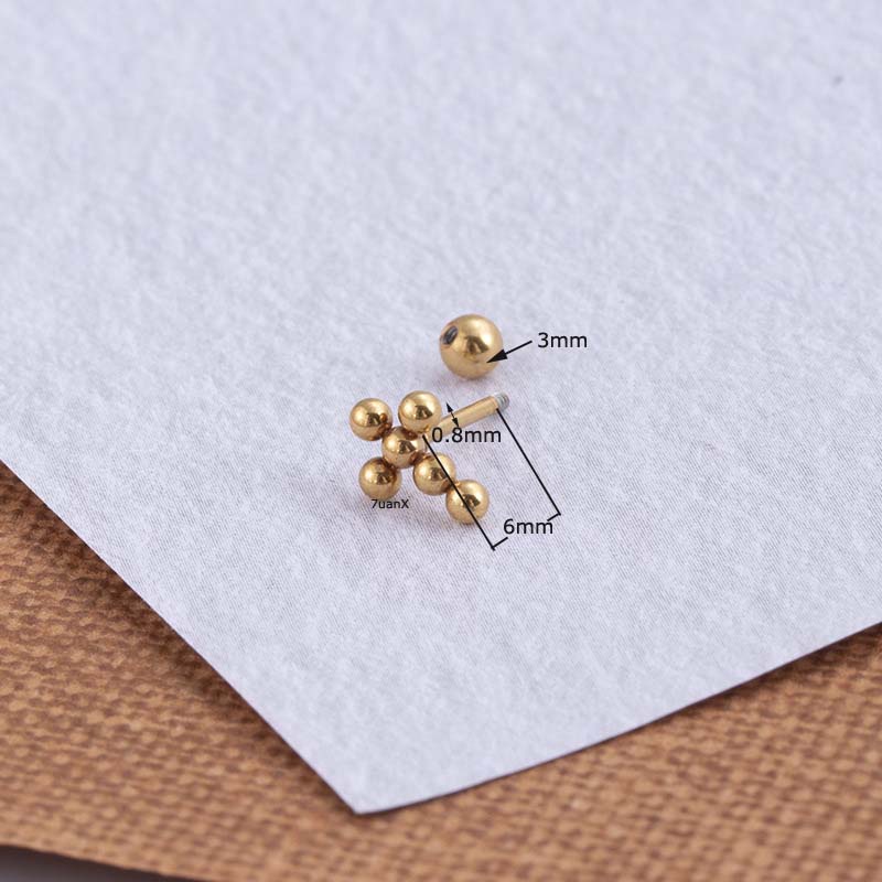 1biji Spheroid Bentuk Salib Bahan Stainless Steel Tragus Tulang Rawan Helix Pinna Piercing Stud Earrings Warna Emas Silver